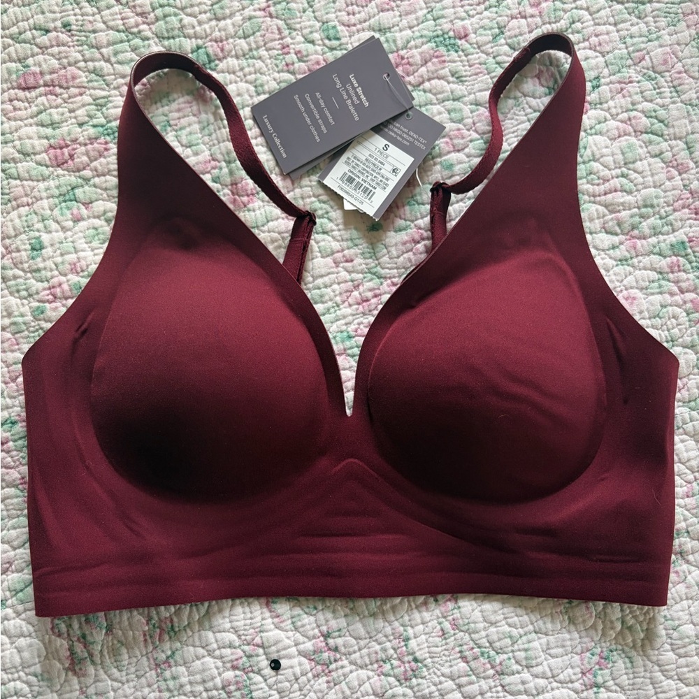 NWT Target Luxe Stretch Unlined Long Line Bralette – Size S | Burgundy